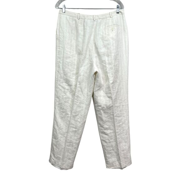 Evan Picone Womens Linen 2 pcs Top and Pants Stripe Long Sleeve Cream‎ Tan Sz 12 - Picture 10 of 11